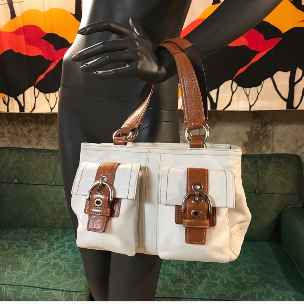 Coach Soho white Brown Satchel